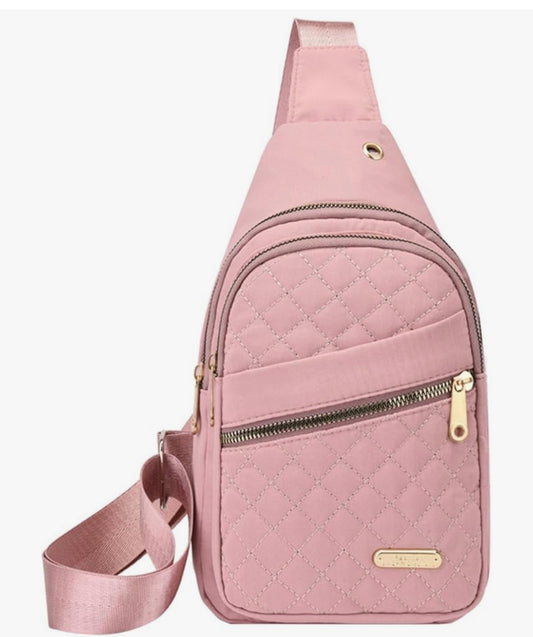 Quilted Sling Crossbody Bag – Pink | Customizable with DTF Prints - Shamus & Co