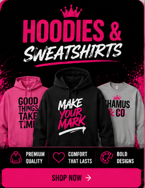 Premium custom hoodies and sweatshirts by Shamus & Co.