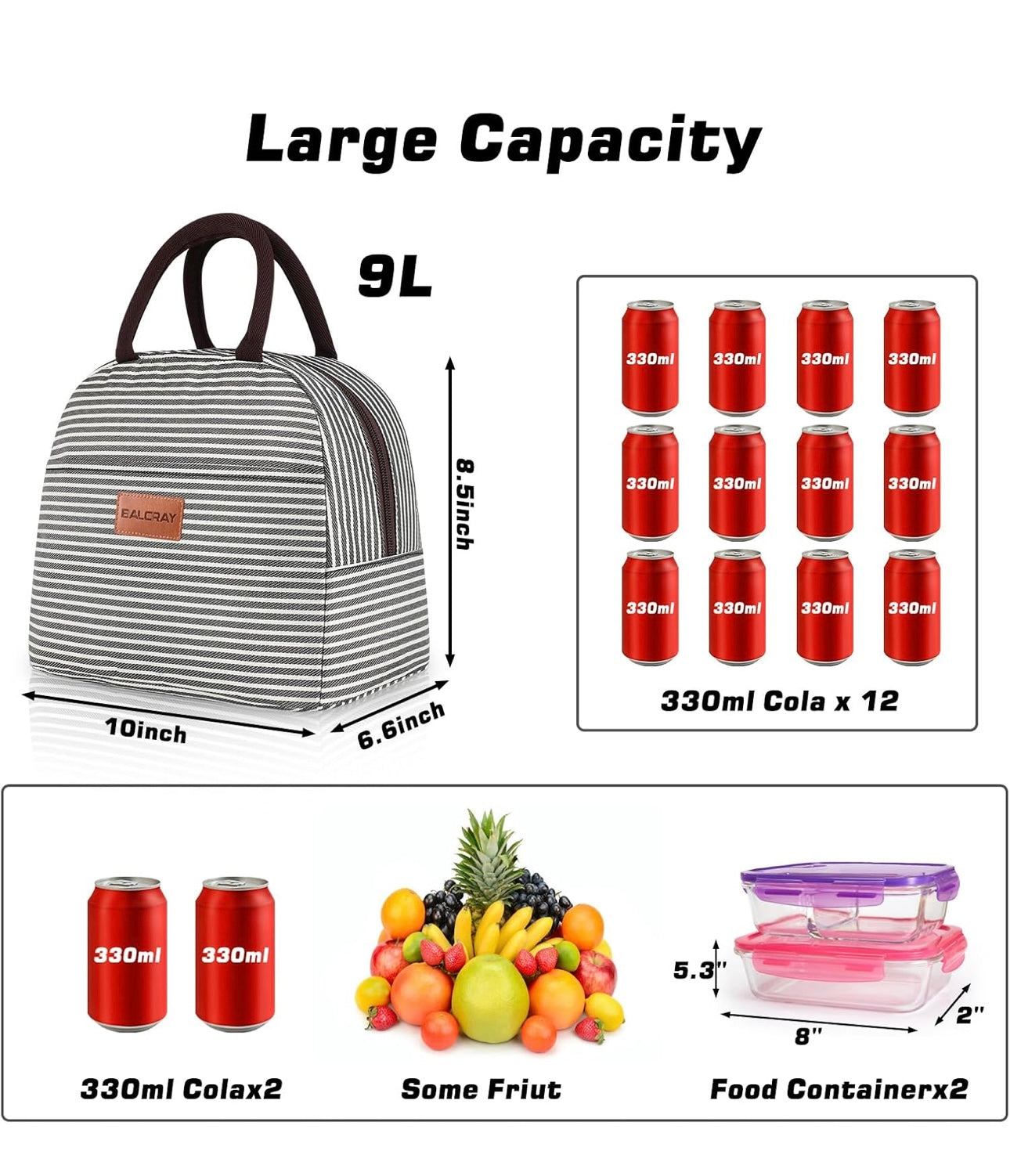 Striped Insulated Lunch Tote — Customizable - Shamus & Co 