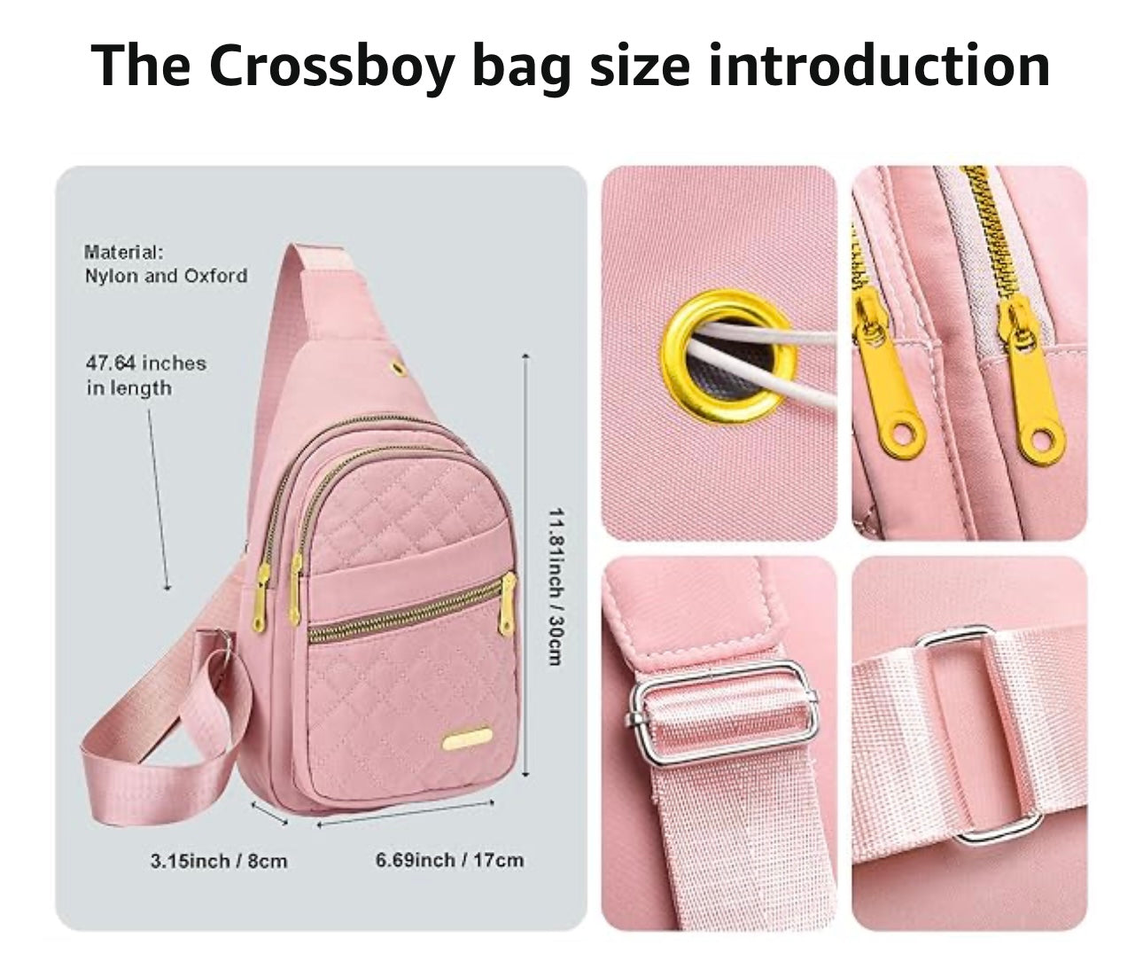 Quilted Sling Crossbody Bag – Pink | Customizable with DTF Prints - Shamus & Co 