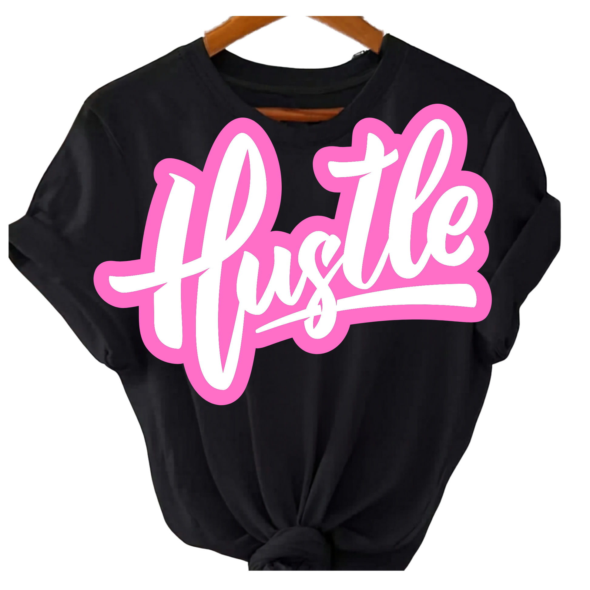 Pink Hustle Tee by Shamus & Co featuring a bold graphic design, unisex streetwear T-shirt with DTF print, adult casual wear.