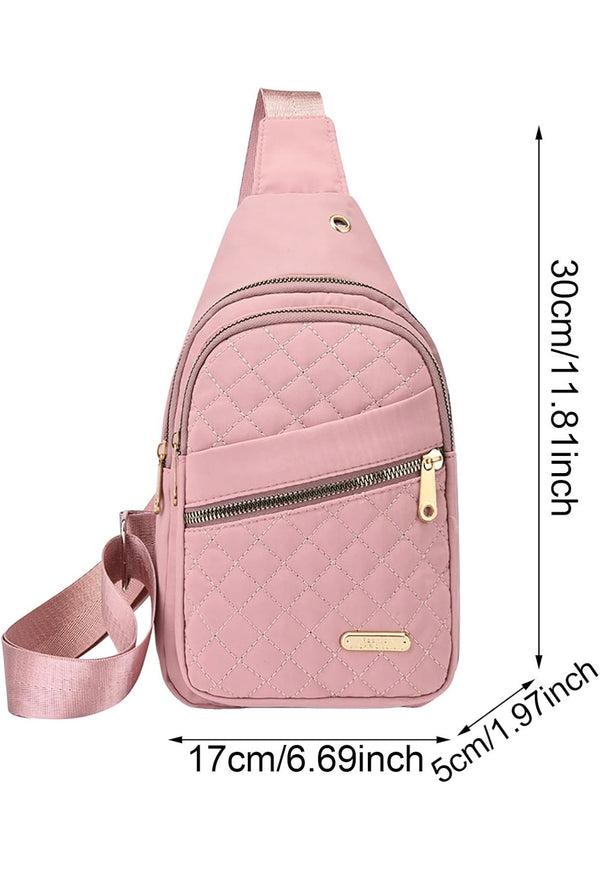 Quilted Sling Crossbody Bag – Pink | Customizable with DTF Prints