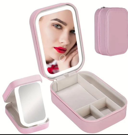 Customizable Jewelry Box or Makeup Case — With LED Mirror + DTF Personalization! - Shamus & Co 