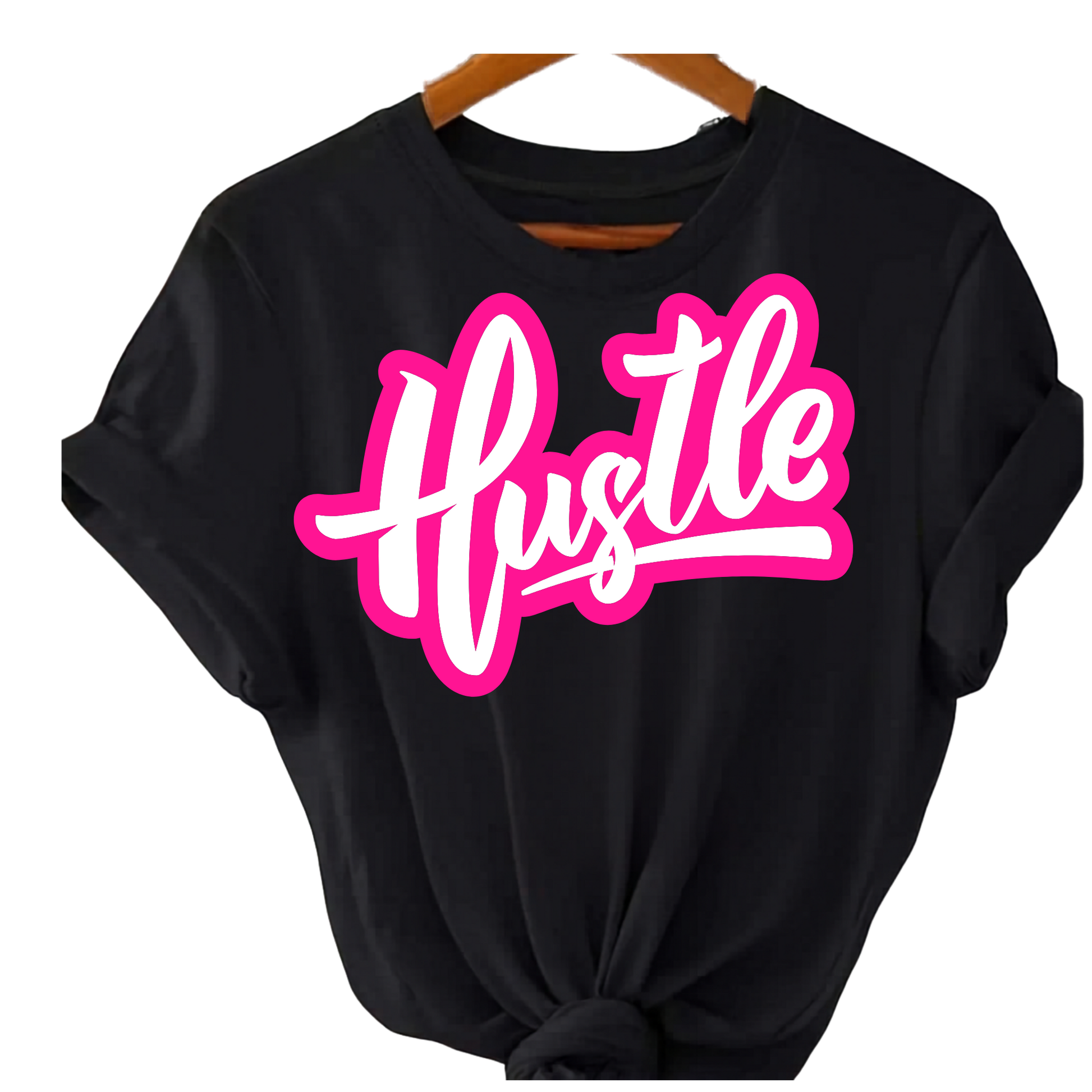 Pink Hustle Tee from Shamus & Co, unisex streetwear T-shirt with bold graphic print, casual adult graphic T-shirt.