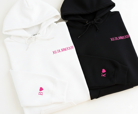 Customized Roman Numeral Puff Anniversary Hoodie