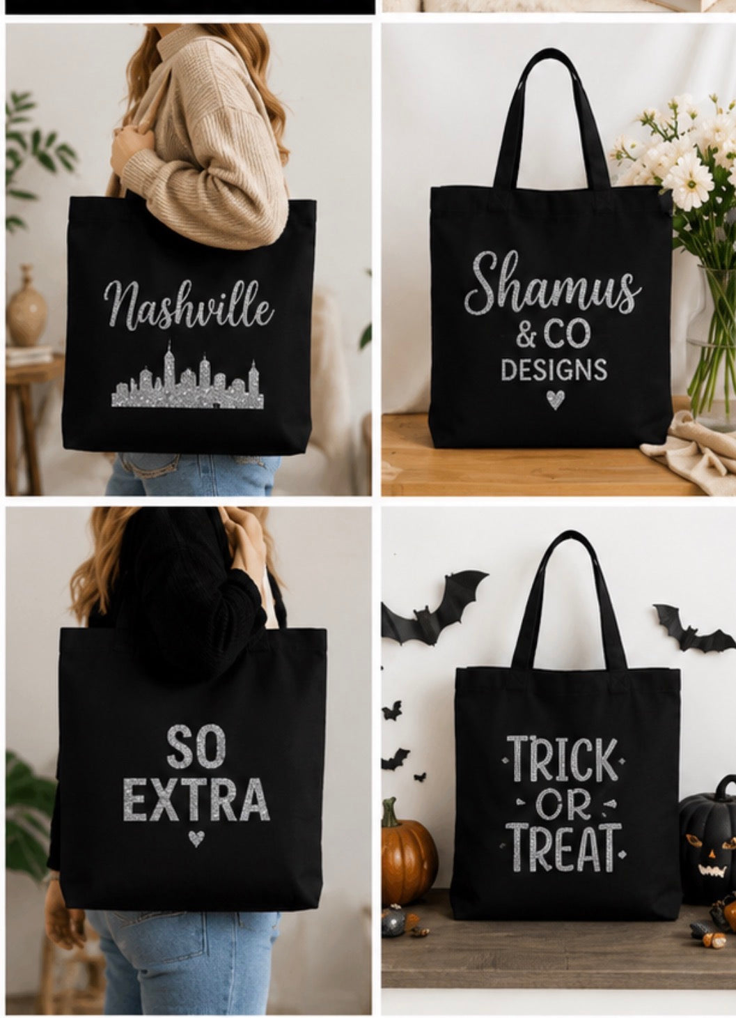 Personalized Shamus & Co canvas tote bag with custom name, logo, or text on reusable cotton shopping bag.
