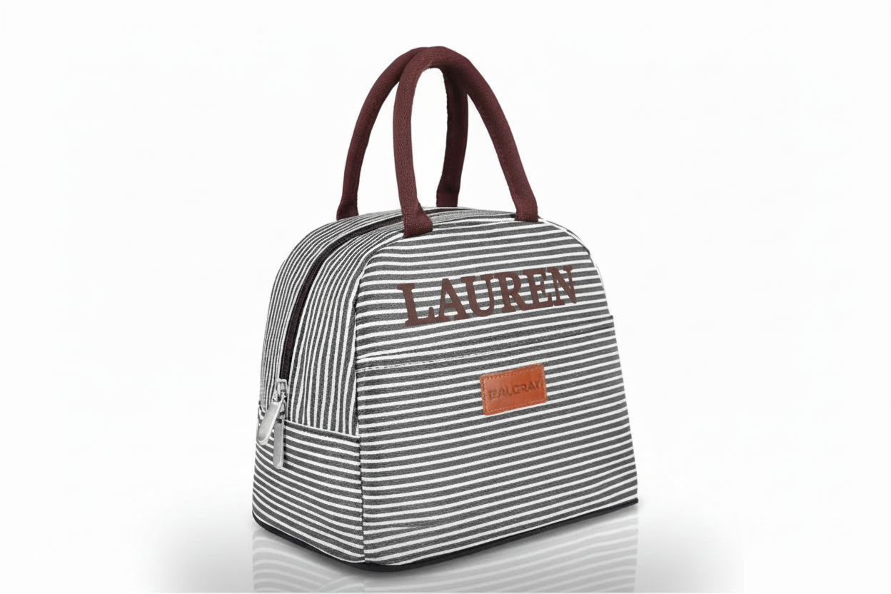 🖤 Personalized Striped Lunch Tote