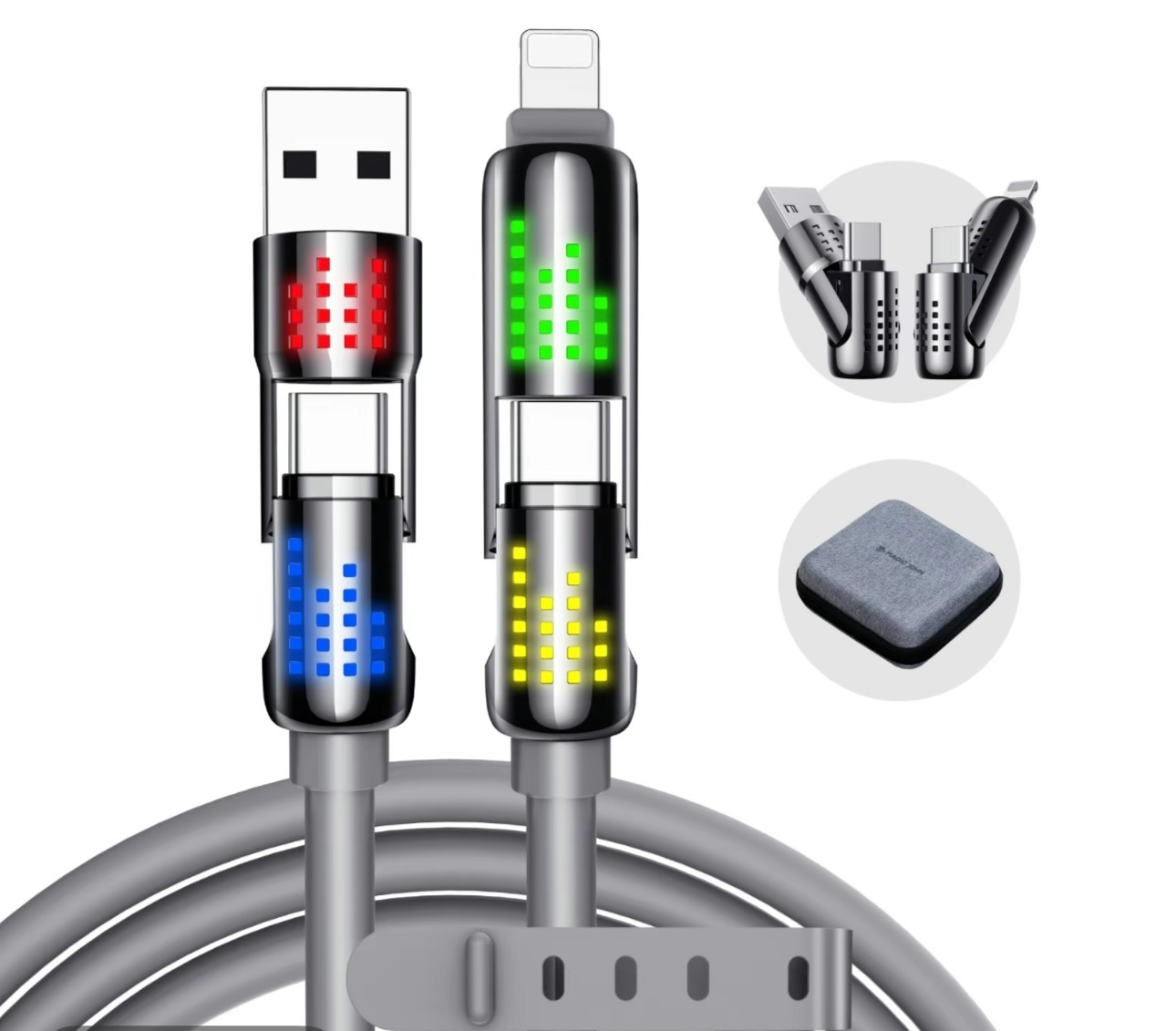 4 in 1  Fast Charging Cable: USB-C, Micro-USB, Lightning, and USB-A - Shamus & Co 