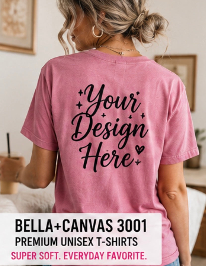 Custom Bella+Canvas 3001 unisex graphic T-shirt by Shamus & Co featuring a personalized design on soft cotton fabric.