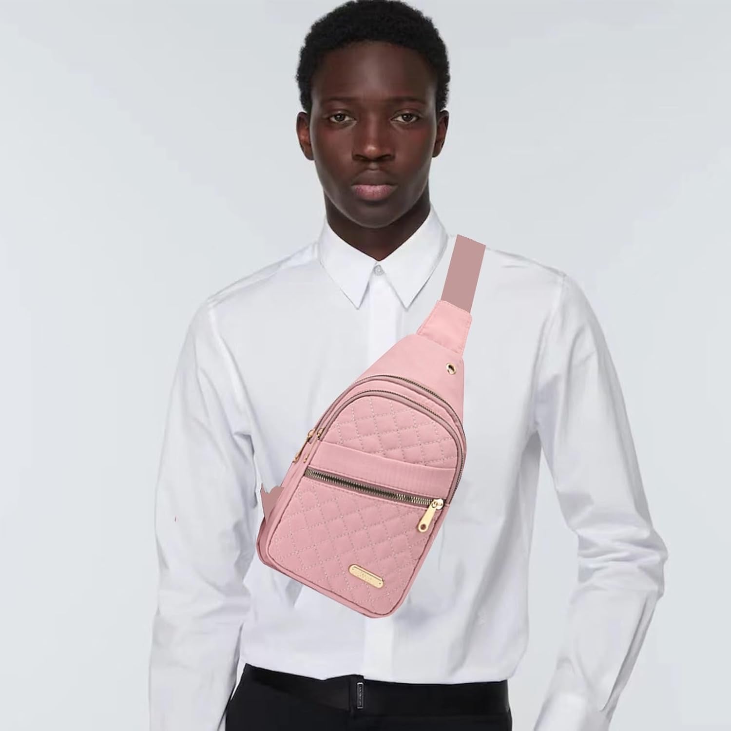 Quilted Sling Crossbody Bag – Pink | Customizable with DTF Prints - Shamus & Co 