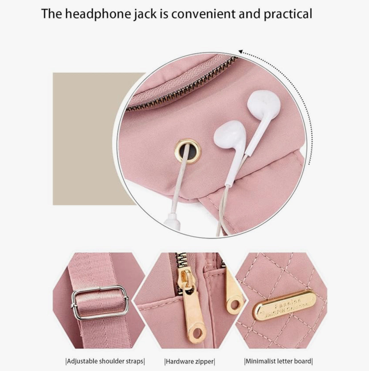 Quilted Sling Crossbody Bag – Pink | Customizable with DTF Prints - Shamus & Co 