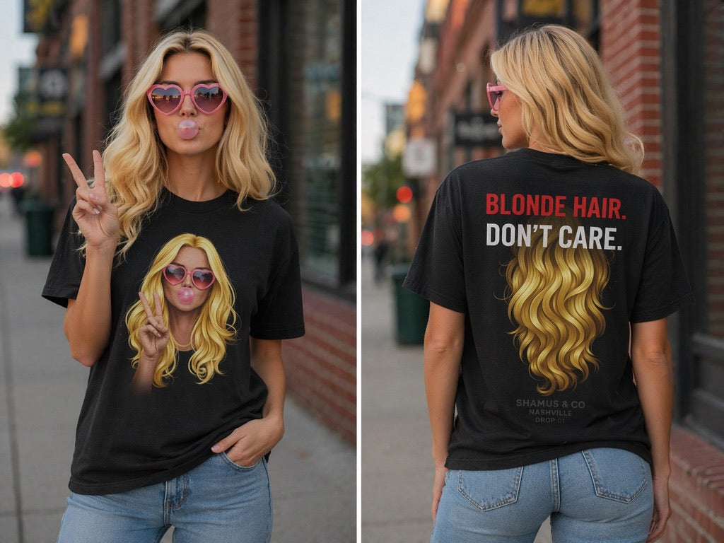 Blonde Hair Don't Care product by Shamus & Co, showcasing a model