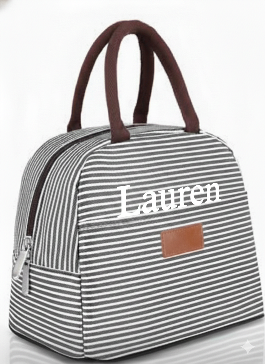 🖤 Personalized Striped Lunch Tote