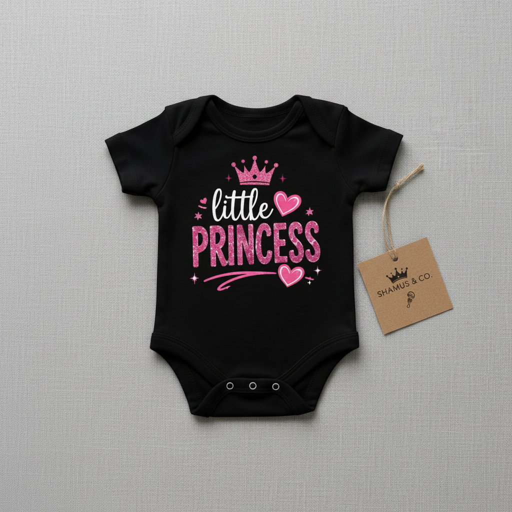 Cute personalized baby onesie by Shamus & Co with playful design, perfect for baby shower gifts and adorable newborn outfits.