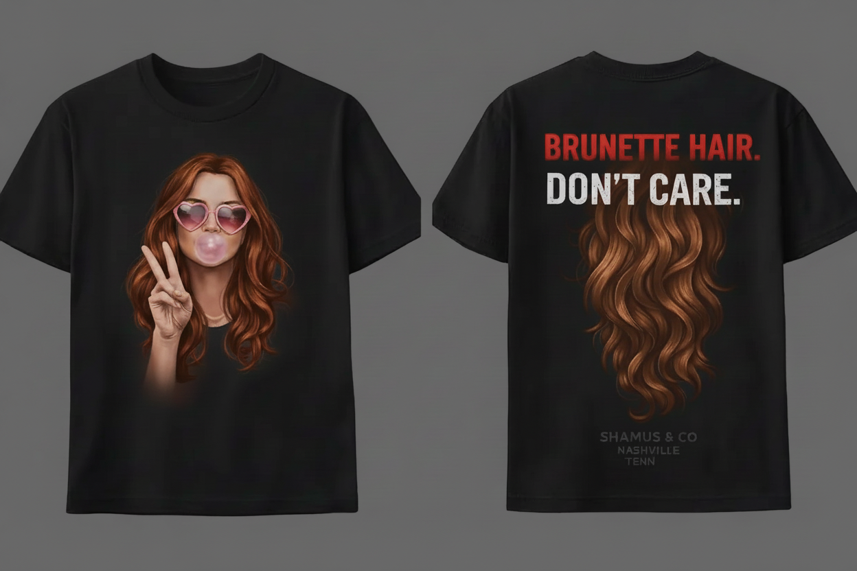 Brunette hair with a carefree look, styled naturally, featuring the Shamus & Co brand.