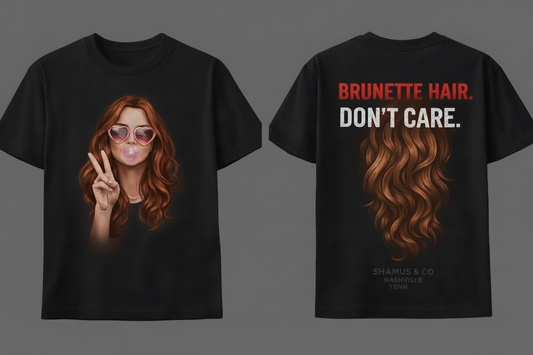 Brunette hair with a carefree look, styled naturally, featuring the Shamus & Co brand.