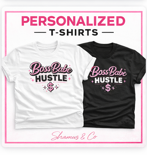 Shamus & Co Boss Babe Shirt for women with "Babes Build Empires" graphic tee, adult T-shirt perfect for entrepreneurs.