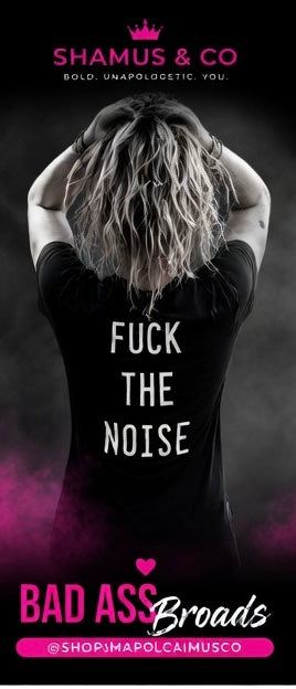 Shamus & Co adult T-shirt featuring a bold "F the Noise" graphic on a comfortable cotton tee.