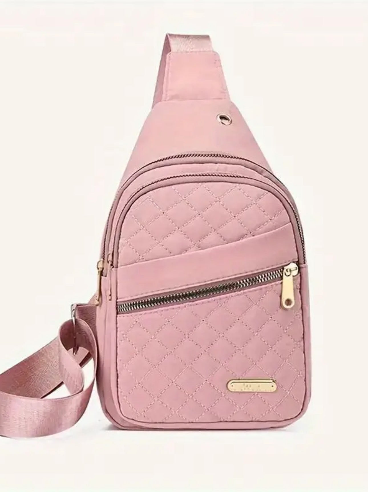 Quilted Sling Crossbody Bag – Pink | Customizable with DTF Prints - Shamus & Co 