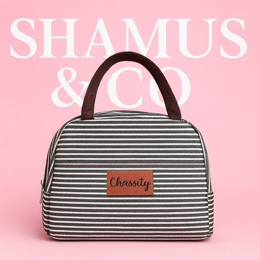 🖤 Personalized Striped Lunch Tote