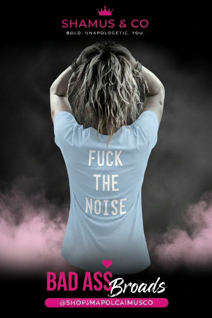 F*** the Noise white with baby blue  Tee
