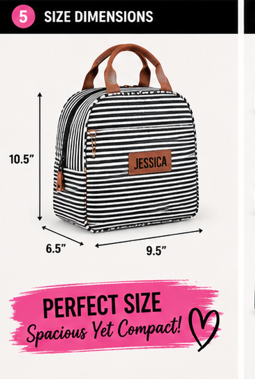 Personalized Insulated Lunch Tote | Custom Lunch Bag with Name, Logo or Monogram | School, Work, Teacher & Kids Lunch Cooler - Shamus & Co 