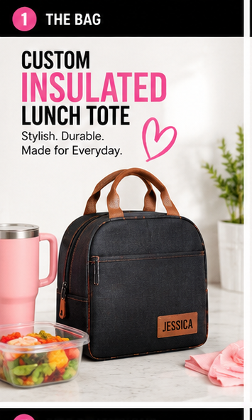 Personalized Insulated Lunch Tote | Custom Lunch Bag with Name, Logo or Monogram | School, Work, Teacher & Kids Lunch Cooler - Shamus & Co 