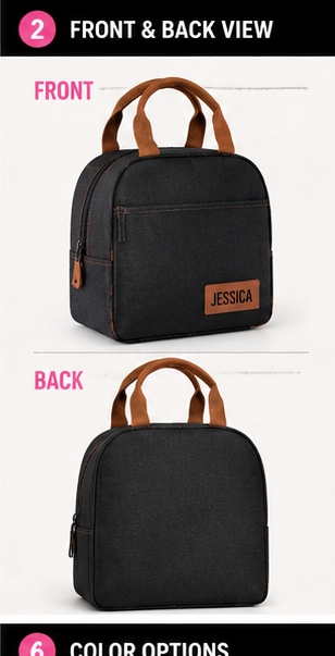 Personalized Insulated Lunch Tote | Custom Lunch Bag with Name, Logo or Monogram | School, Work, Teacher & Kids Lunch Cooler - Shamus & Co 