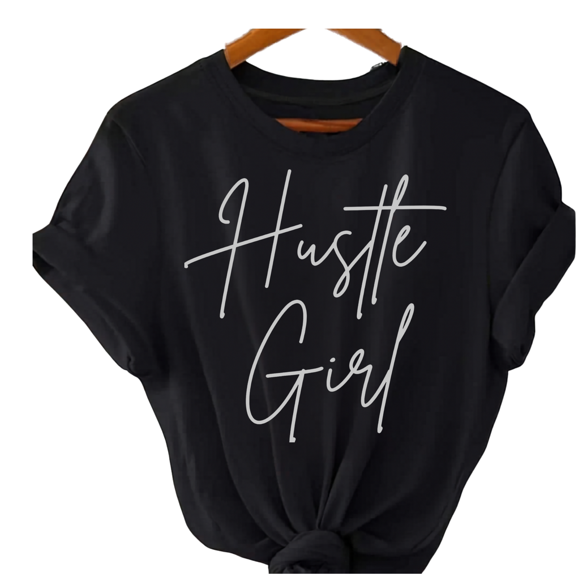 Pink Hustle Girl T-shirt by Shamus & Co featuring bold graphic design, unisex streetwear style, and DTF print.