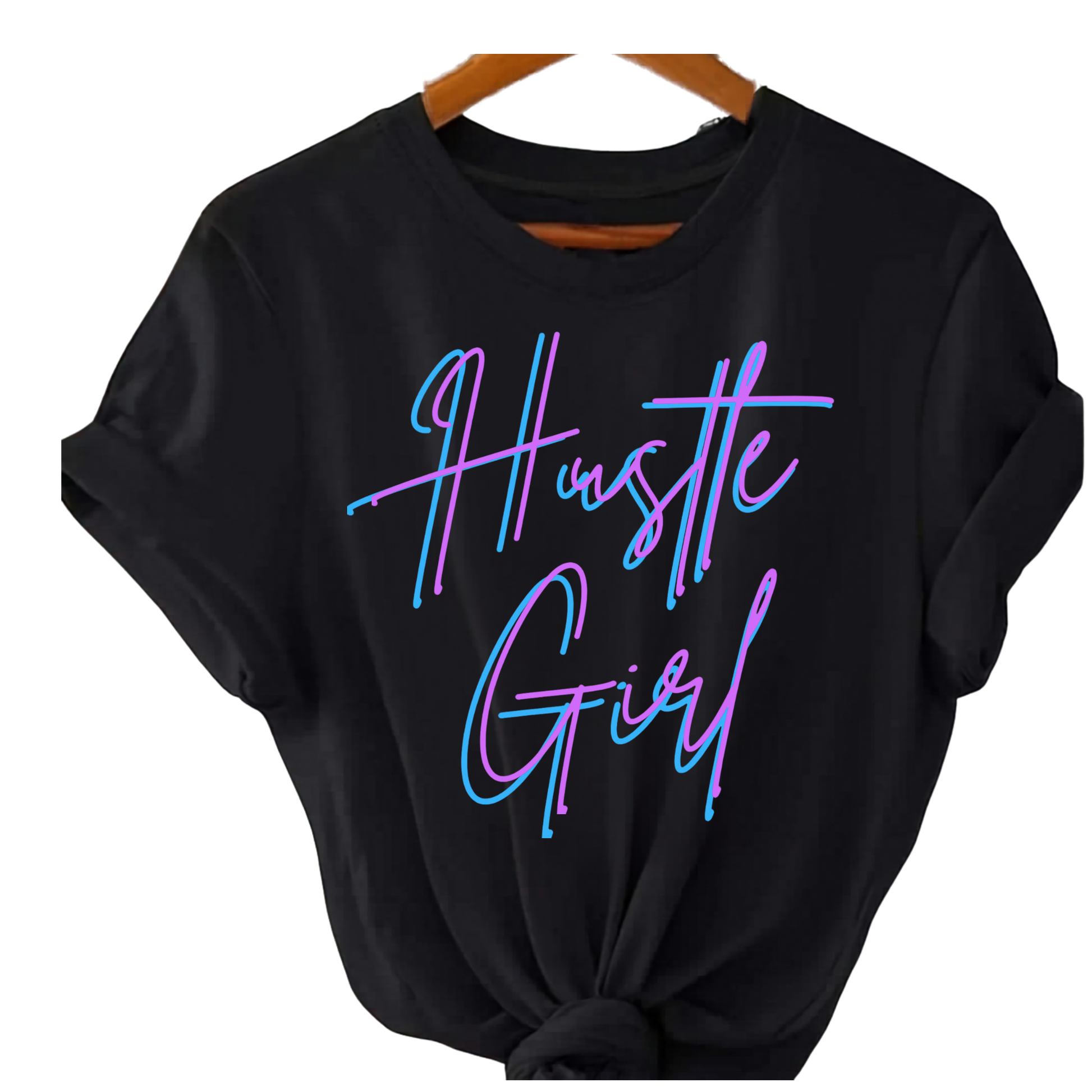 Pink Hustle Girl T-shirt by Shamus & Co, unisex streetwear tee with bold graphic print and DTF design, adult casual wear.