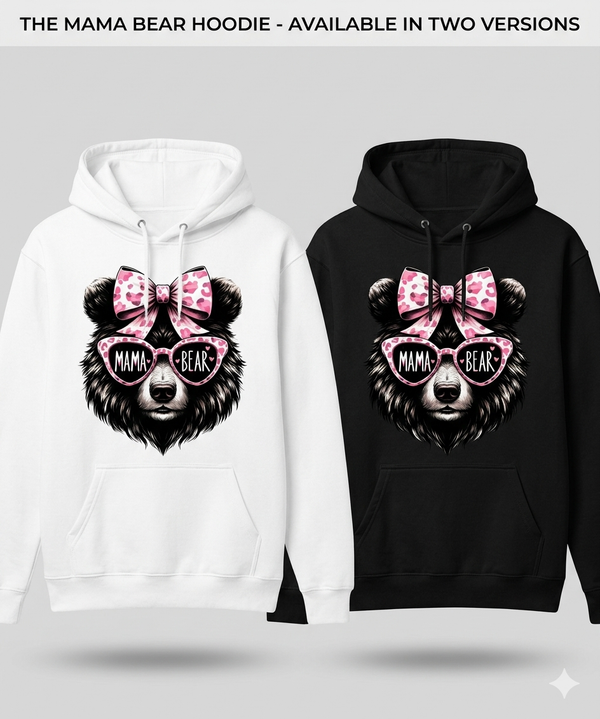 Mama Bear Hoodie – Cute Pink Bow Bear Sweatshirt | Custom Mom Gift | Shamus & Co
