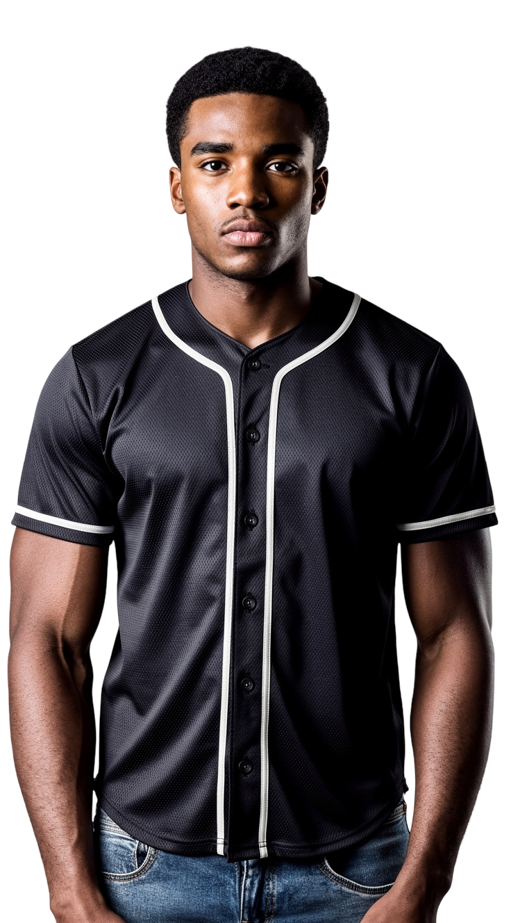 Custom full button baseball jersey by Shamus & Co featuring personalized team design, available in all colors, sports apparel.
