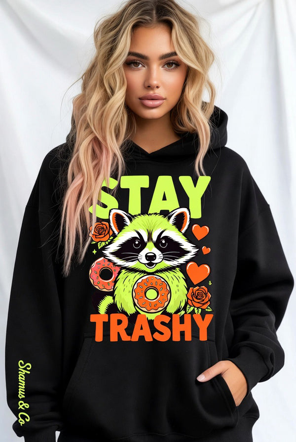 Stay Trashy Raccoon Oversized Hoodie – Hot Pink Edition | Shamus & Co