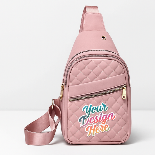 Quilted Sling Crossbody Bag – Pink | Customizable with DTF Prints - Shamus & Co 