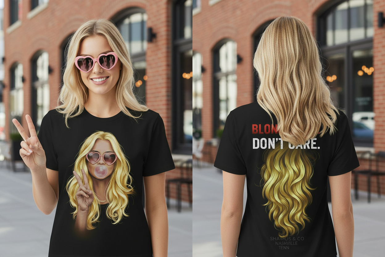 Blonde Hair Don't Care product by Shamus & Co, showcasing a sleek bottle with a modern design on a neutral background.