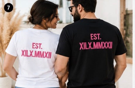 Custom Roman Numeral Date T-Shirt - Personalized Anniversary Gift with Sleeve Initial