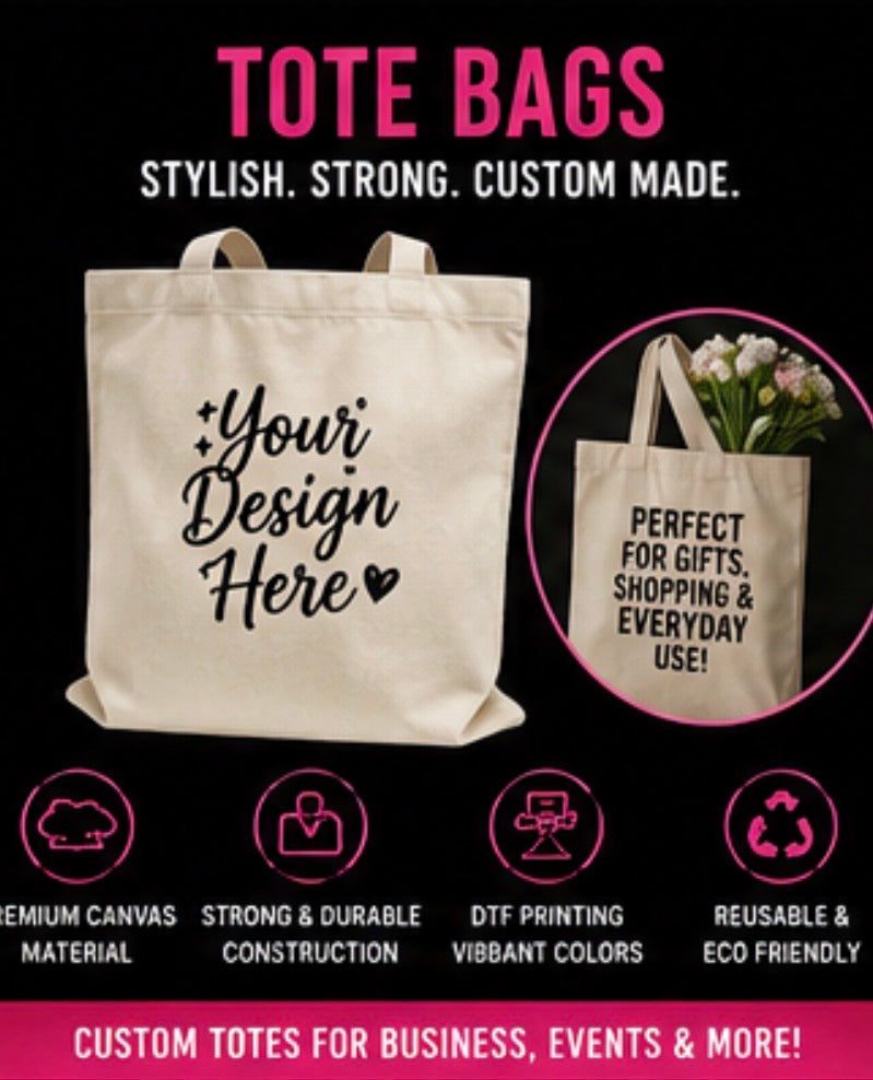 Personalized Shamus & Co canvas tote bag with custom name, logo, or text on reusable cotton shopping bag.