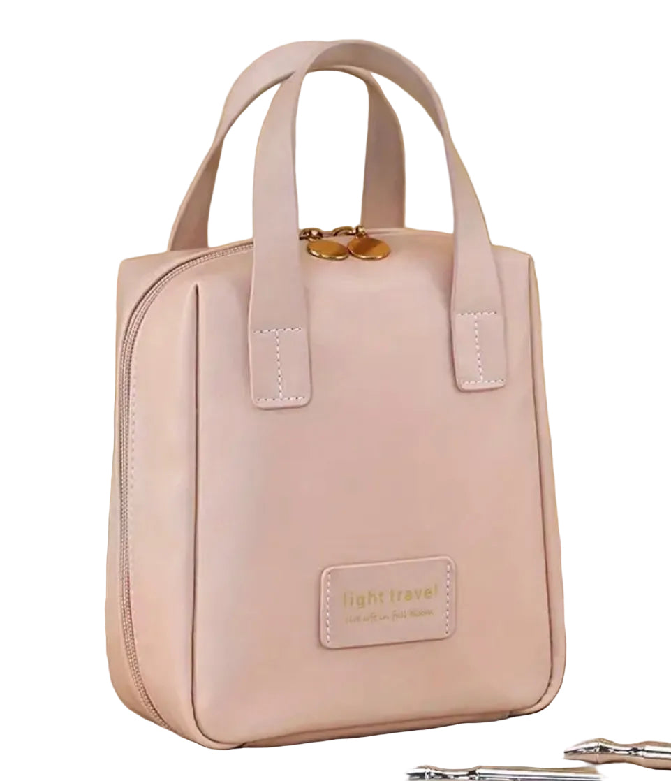 Minimalist Tan Brown Leather Handbag: Compact Travel Tote - Shamus & Co 