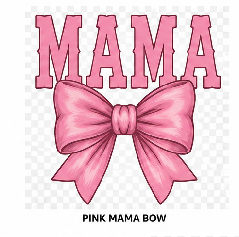 Pink bow with 'MAMA' text on a transparent background