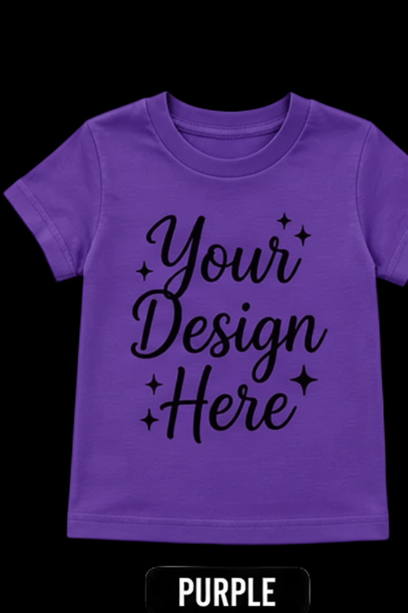 Purple custom toddler T-shirt by Shamus & Co, personalized kids tee in 2T–5T with your design, available in 8 colors.