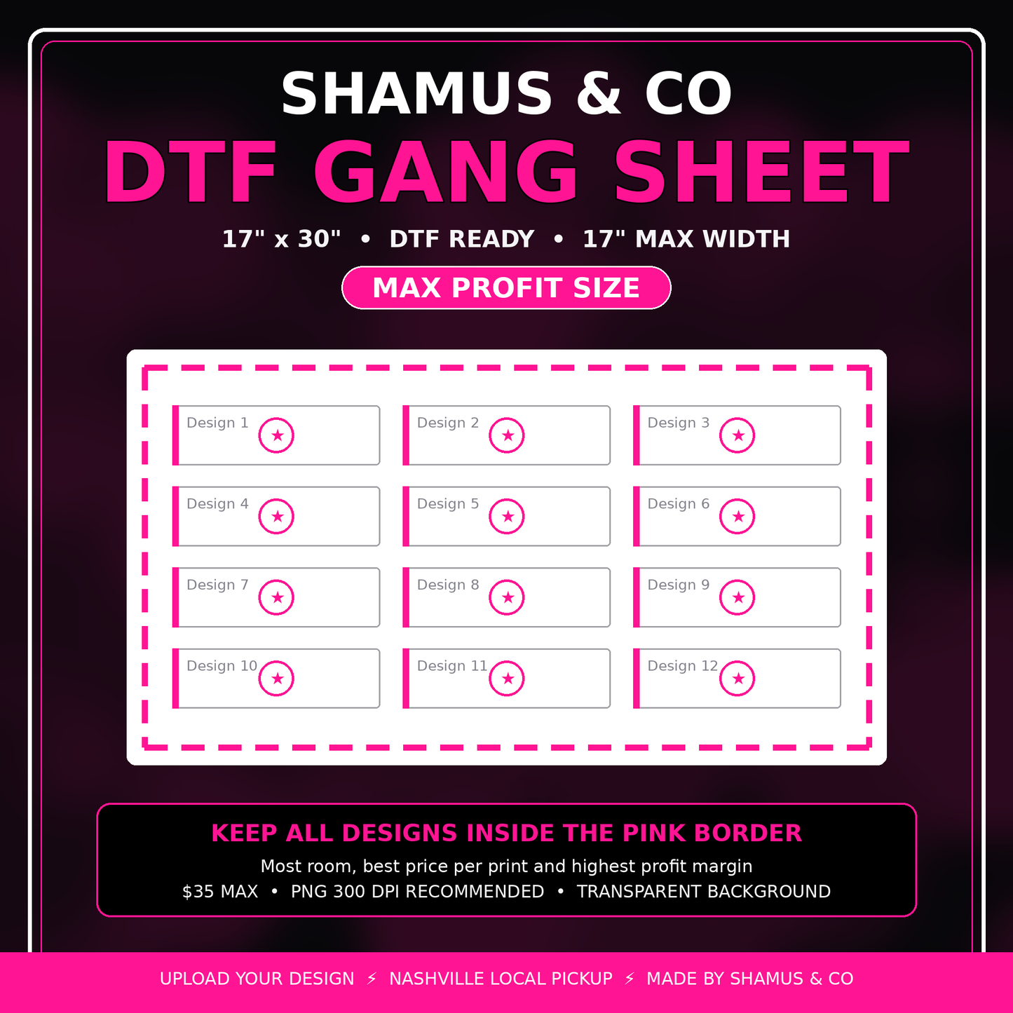 $25 Starter Gang Sheet – 17x24 (Start Your Brand Today)