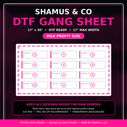 $25 Starter Gang Sheet – 17x24 (Start Your Brand Today)