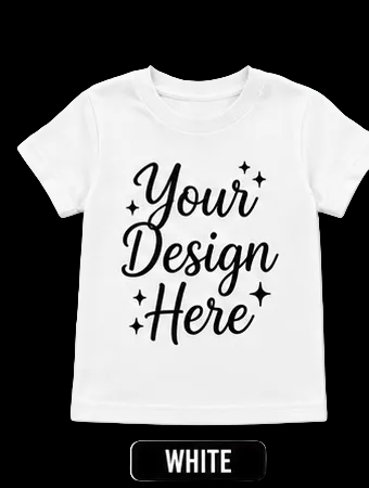 White toddler T-shirt from Shamus & Co, personalized kids tee in size 2T, featuring custom design, available in 8 colors.