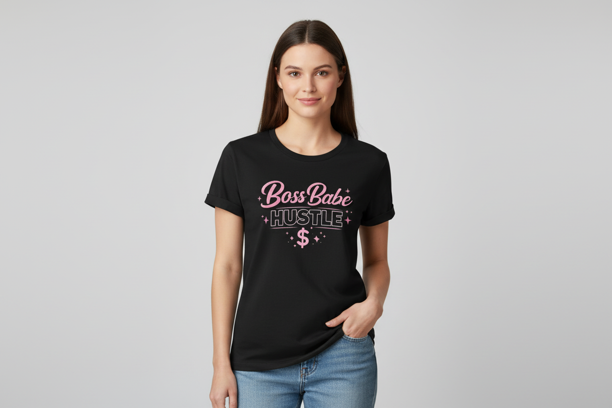Black Boss Babe T-shirt by Shamus & Co featuring "Babes Build Empires" graphic, women's entrepreneur graphic tee.