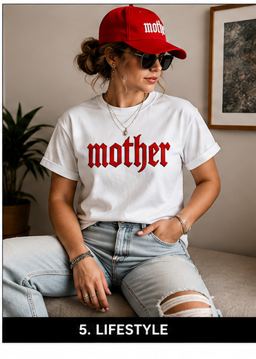 "MOTHER" T-Shirt | The Mother Collection | Gothic Embroidered Look Tee