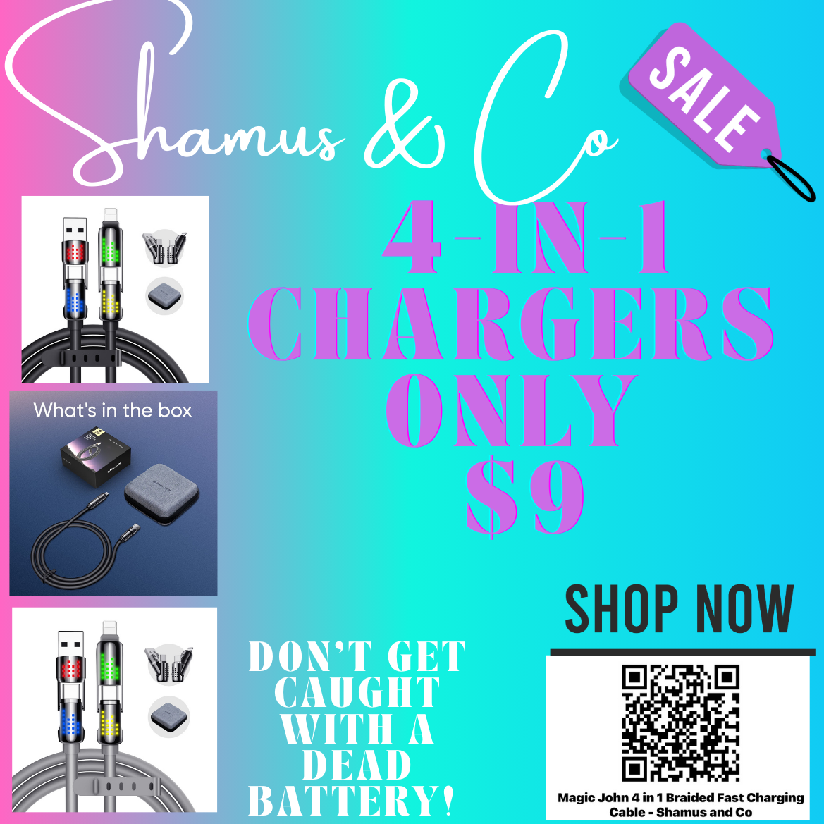 💜 Purple LED Fast-Charging Smart Cable – Durable • Stylish • High-Speed - Shamus & Co 