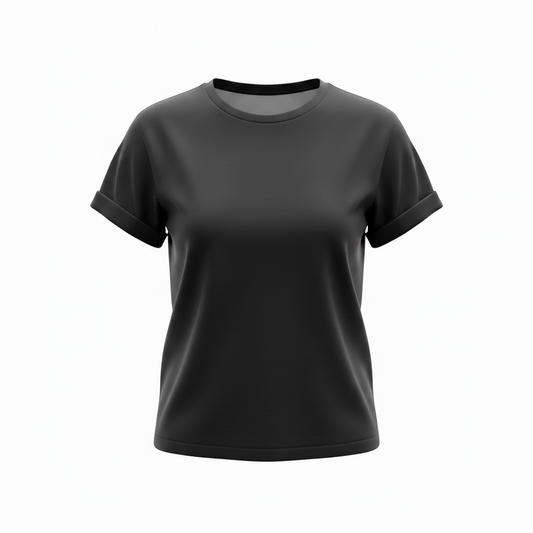 Custom black t-shirt blank mockup ready for DTF printing or personalized design