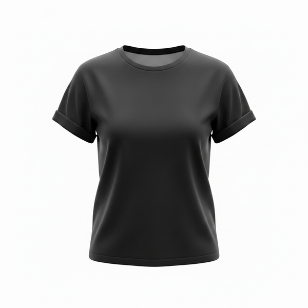 Custom black t-shirt blank mockup ready for DTF printing or personalized design
