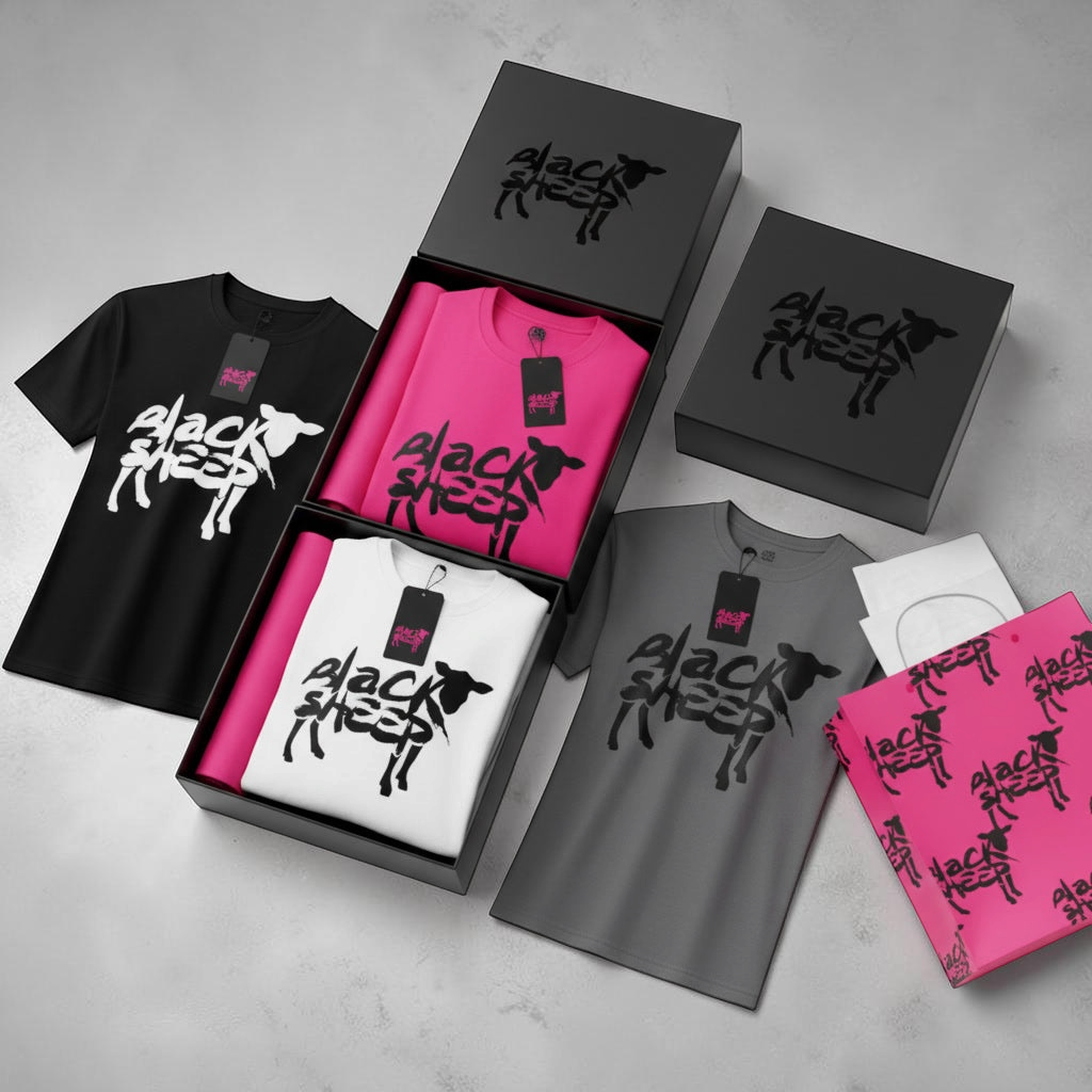 Black Sheep™ Graphic Tee by Shamus & Co, adult streetwear T-shirt featuring a motivational black sheep design.