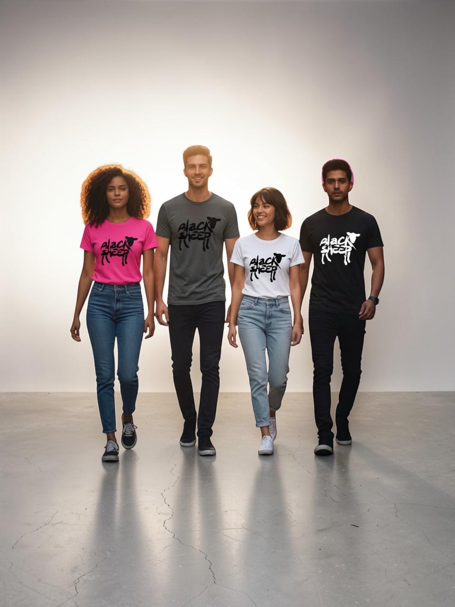Black Sheep™ graphic T-shirt by Shamus & Co featuring a motivational streetwear design for adults.